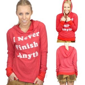 Wildfox I Never Finish Anyth Gypsy Hoodie in Red Size Small